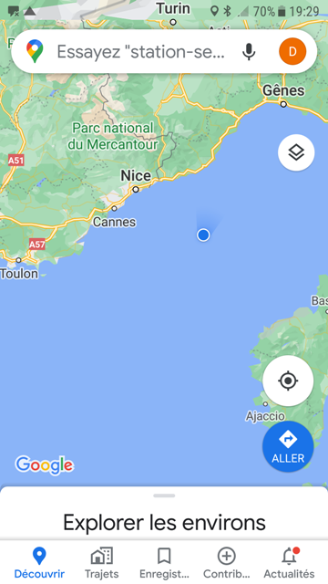 Position du bateau à 20h00 Position du bateau à 20h00